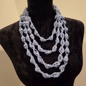 Blue Crochet Bobble Necklace